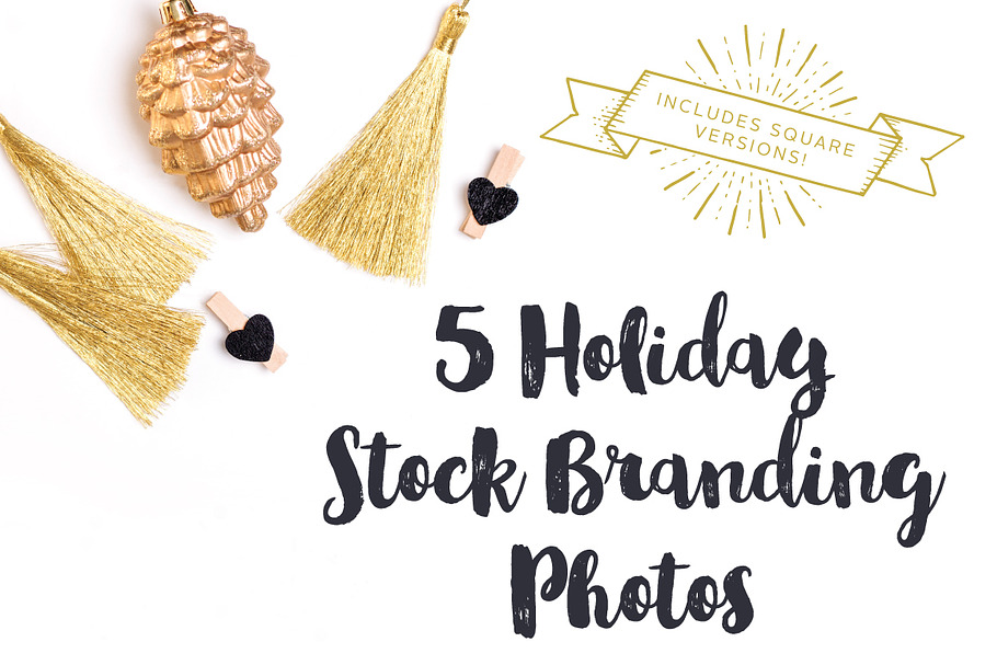 Gold & Black Holiday Brand Photos in Branding Mockups - product preview 8