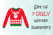Set of 7 ugly winter sweaters