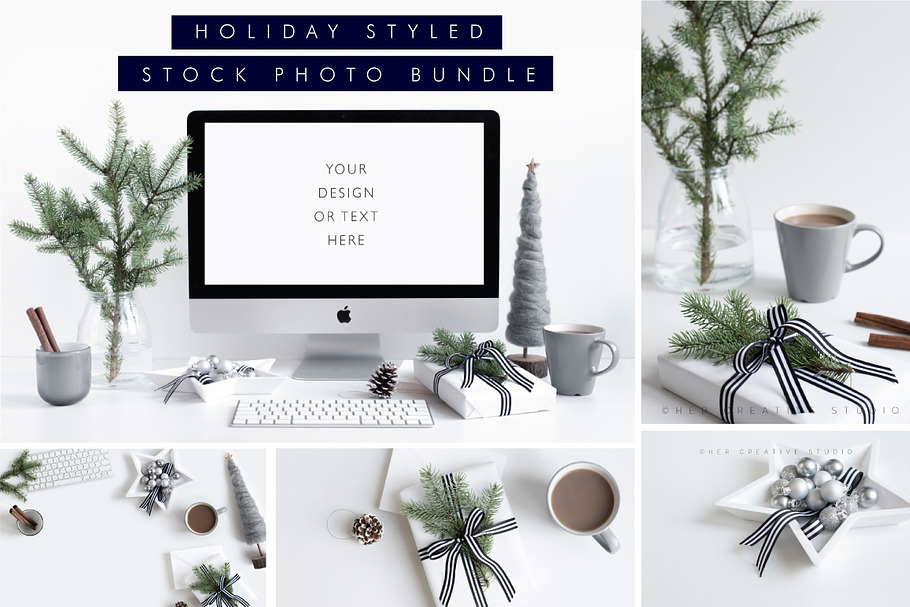 Holiday Stock Bundle Grey in Mobile & Web Mockups - product preview 8