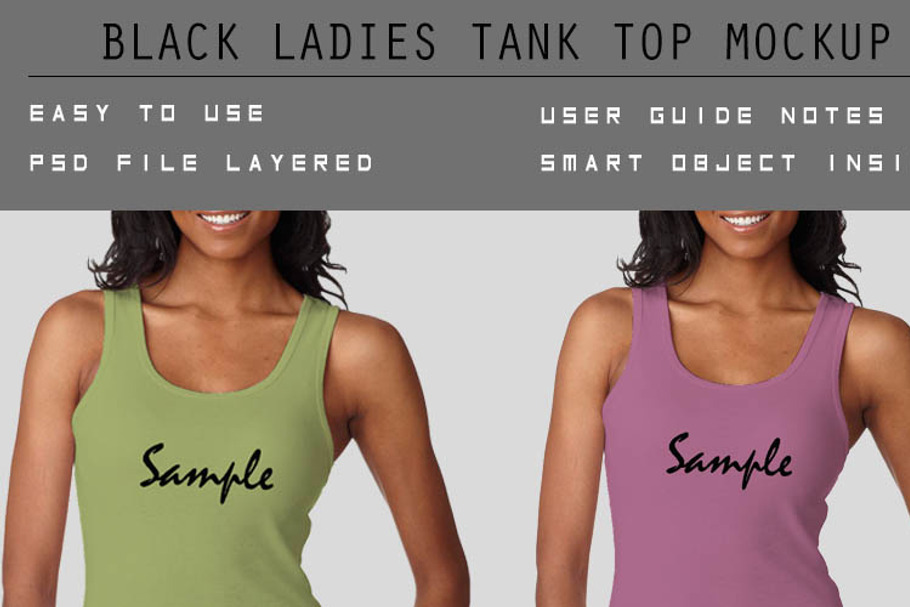 Black ladies Tank top mockup in Product Mockups - product preview 8
