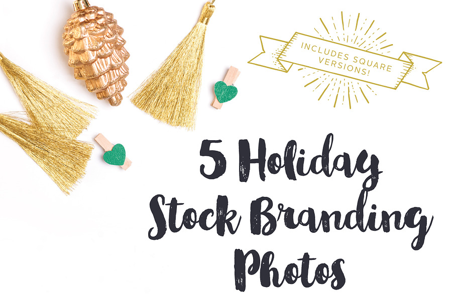 Gold & Green Holiday Brand Photos in Branding Mockups - product preview 8