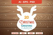 20 Christmas Cards template AI, PS