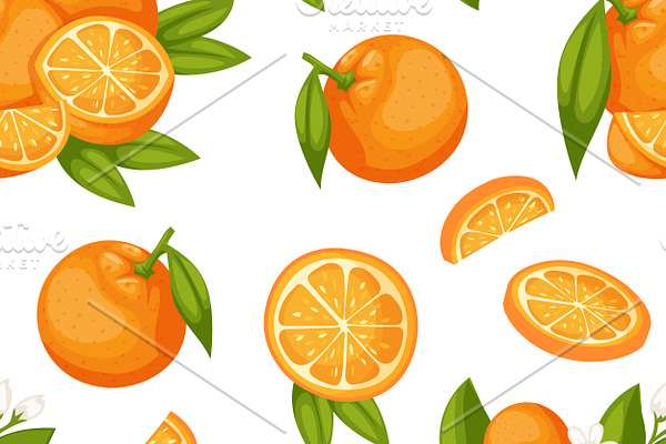 Orange fruit seamless pattern vector