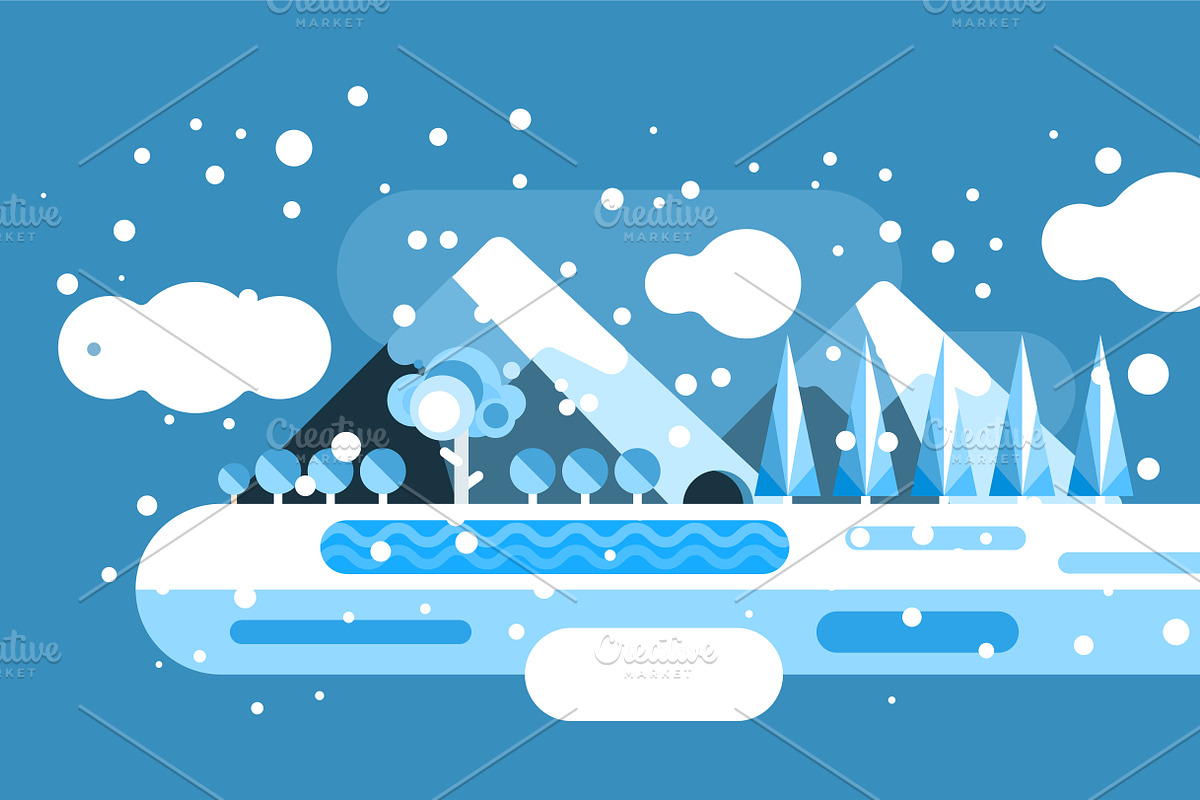 Vector outdoor winter landscape in Illustrations - product preview 8