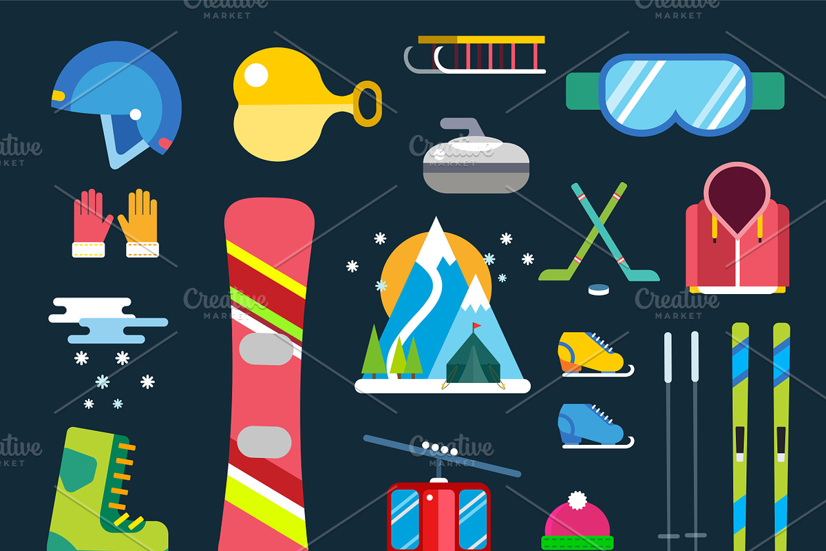 Winter sport vector icons set in Illustrations - product preview 8