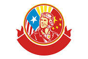 World War 2 Pilot USA China Flag 