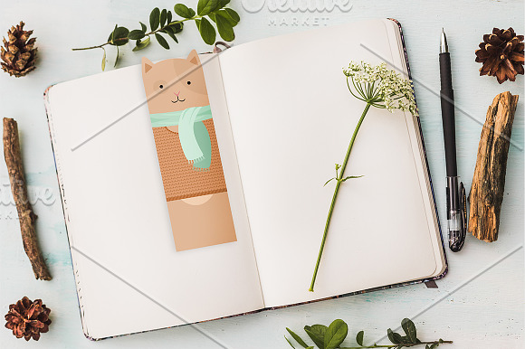 5 Cute Cats Printable Bookmarks in Stationery Templates - product preview 1