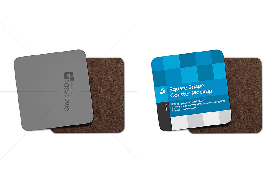 Square Shape Coasters Mockup in Product Mockups - product preview 8