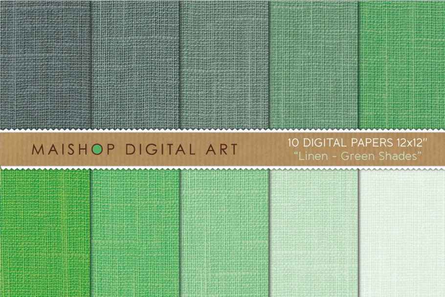 Digital Papers - Linen sGreen Shades in Textures - product preview 8