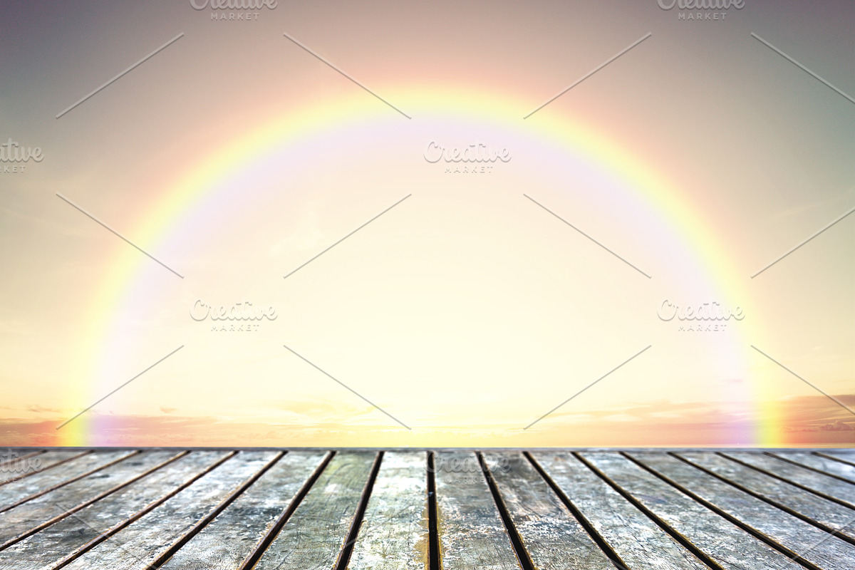 Wood table top on sunset sky in Product Mockups - product preview 8
