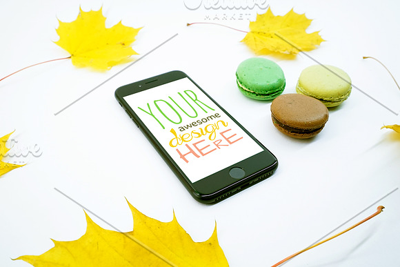 Mock-Up Phone 7 Autumn Macarons 9in1 in Mobile & Web Mockups - product preview 1