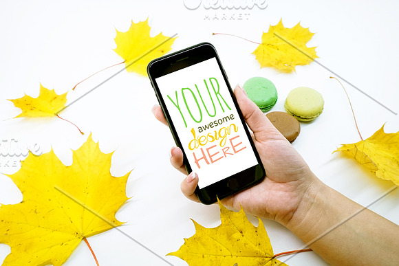 Mock-Up Phone 7 Autumn Macarons 9in1 in Mobile & Web Mockups - product preview 2