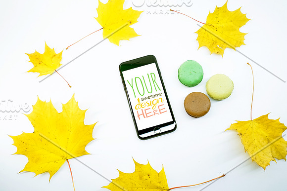 Mock-Up Phone 7 Autumn Macarons 9in1 in Mobile & Web Mockups - product preview 3