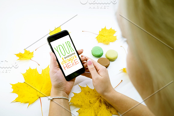 Mock-Up Phone 7 Autumn Macarons 9in1 in Mobile & Web Mockups - product preview 4