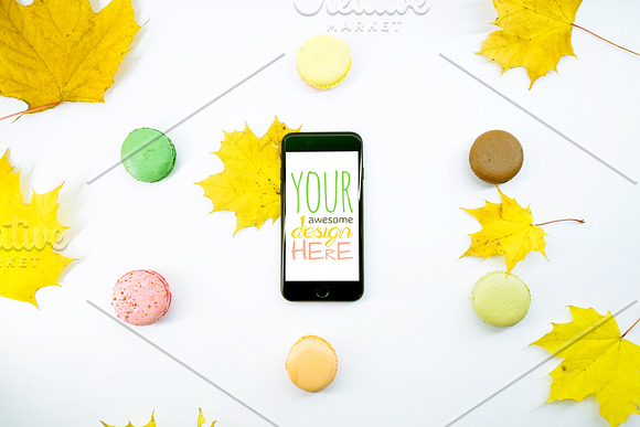Mock-Up Phone 7 Autumn Macarons 9in1 in Mobile & Web Mockups - product preview 5