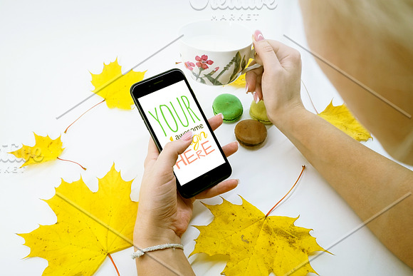 Mock-Up Phone 7 Autumn Macarons 9in1 in Mobile & Web Mockups - product preview 6