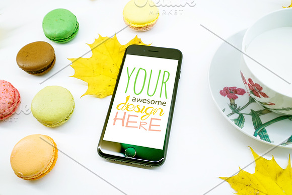Mock-Up Phone 7 Autumn Macarons 9in1 in Mobile & Web Mockups - product preview 7