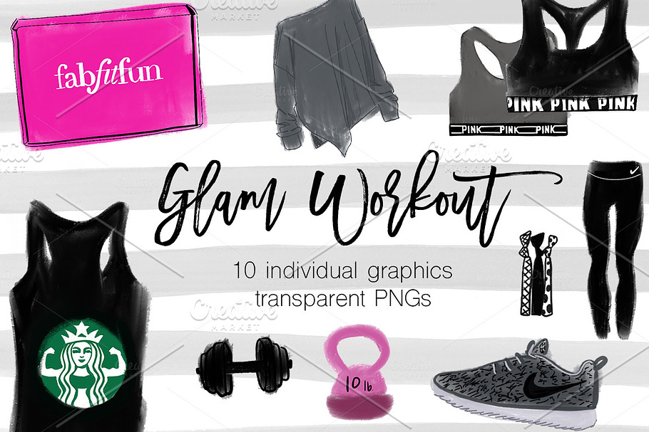 Glam Workout Clipart Set