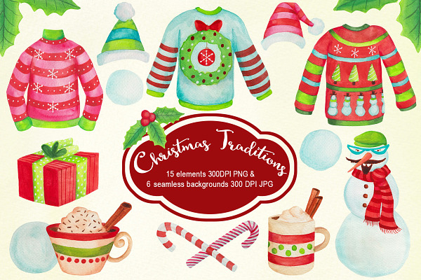 Christmas Sweaters Watercolors