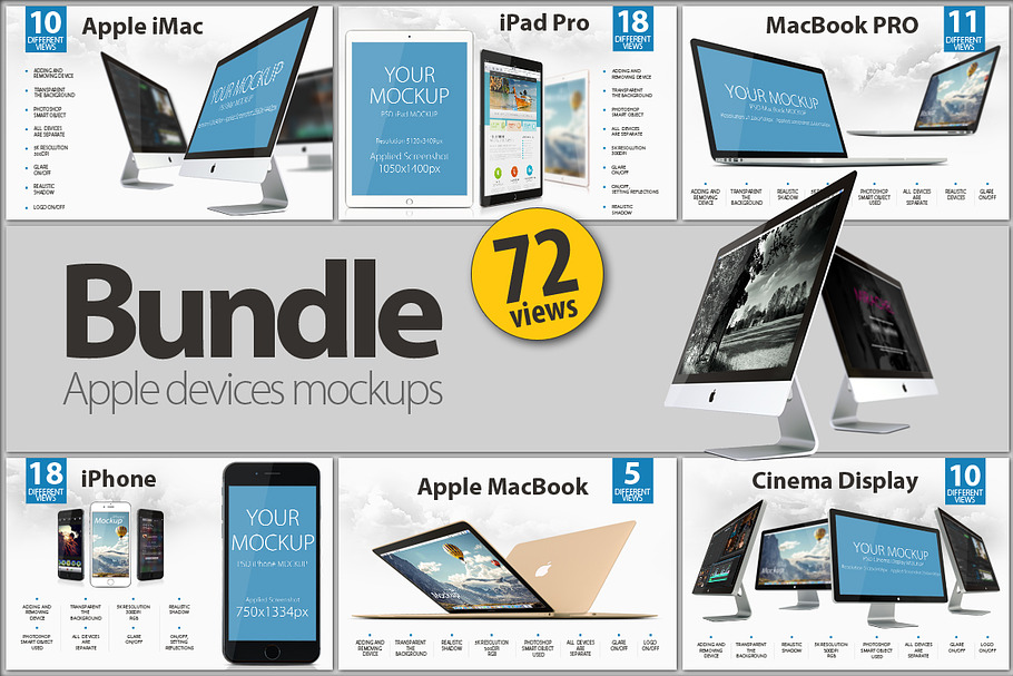 BUNDLE Apple devices mockups  in Mobile & Web Mockups - product preview 8