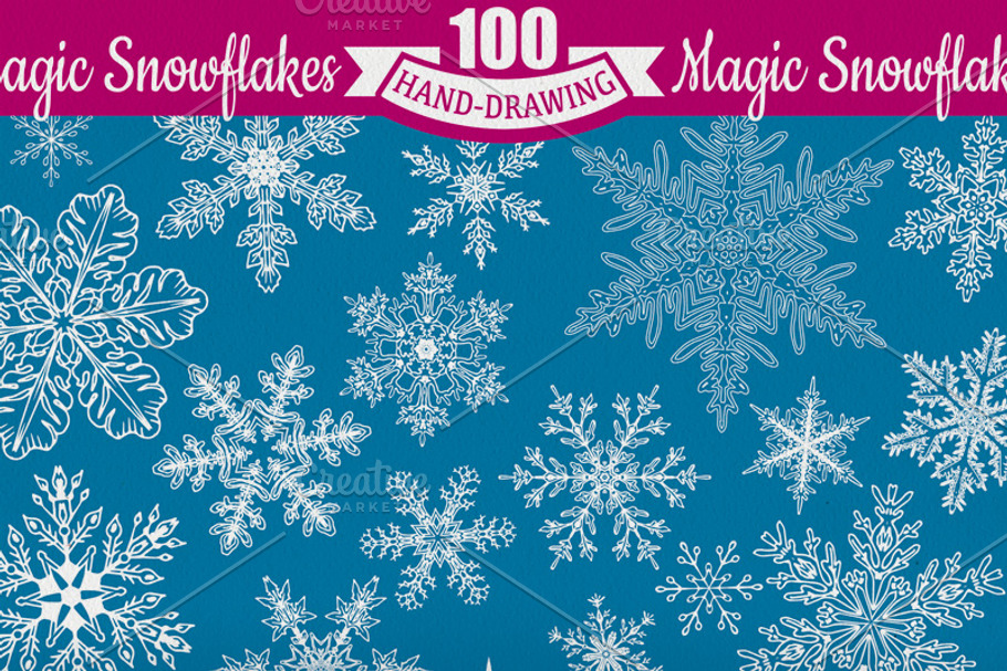 **100** Snowflakes **SET** in Illustrations - product preview 8