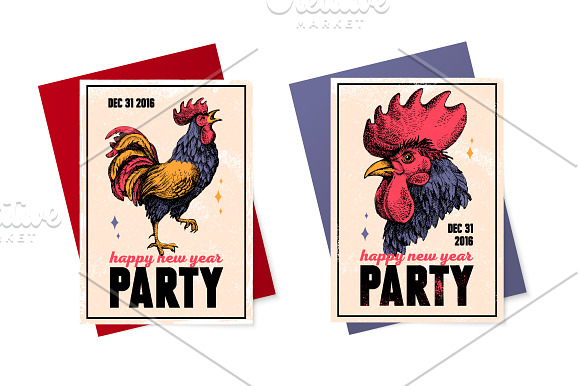Hand Drawn Sketch Rooster Vector Set in Illustrations - product preview 2