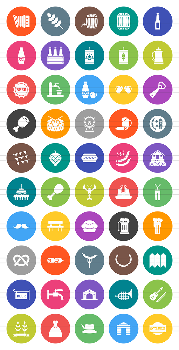 50 Oktoberfest Flat Round Icons in Graphics - product preview 1