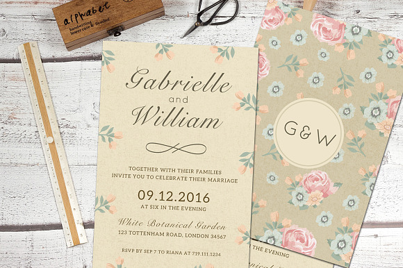 (42% OFF) Floral Wedding Invitation in Wedding Templates - product preview 2
