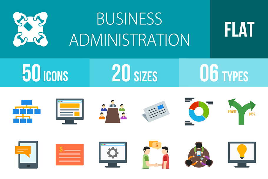 50 Business Administration Flat Icon