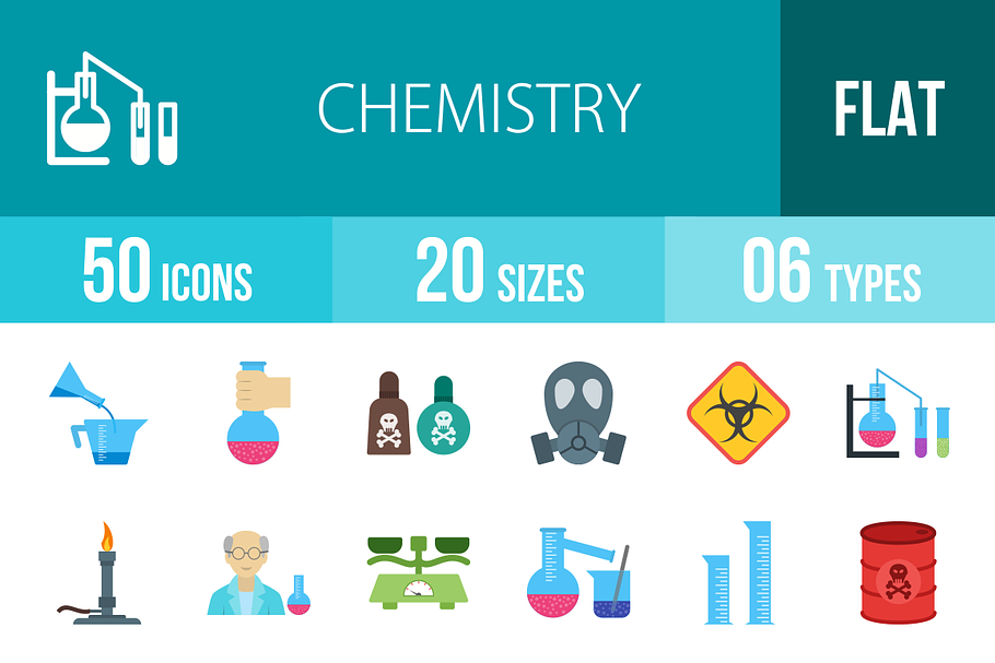 50 Chemistry Flat Icons