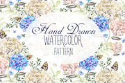 6 Hand Drawn Watercolor PATTERNS
