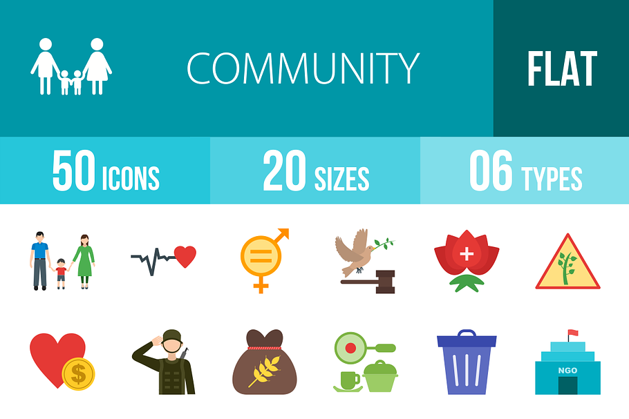 50 Community Flat Icons
