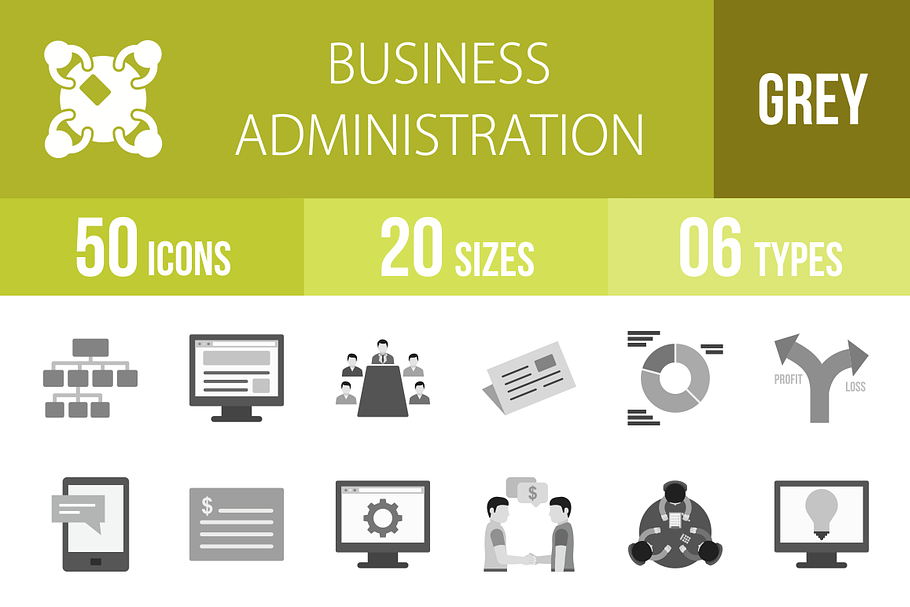 50 Business Admin Greyscale Icons