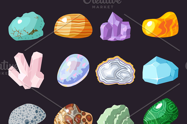 Vector semi precious gemstones
