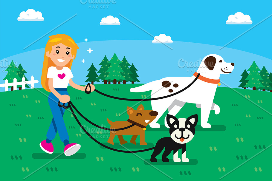 Dog Sitter Illustration Clipart in Illustrations - product preview 8