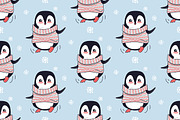 Seamless Pattern with Penguin