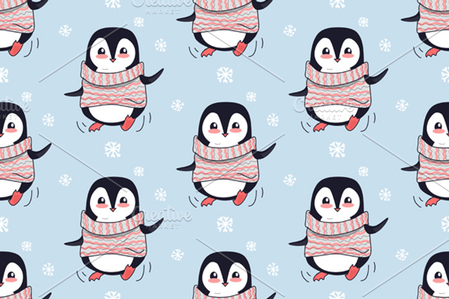 Seamless Pattern with Penguin in Patterns - product preview 8