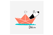Dog & Bird in a paper boat