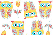 6 vector owls patterns