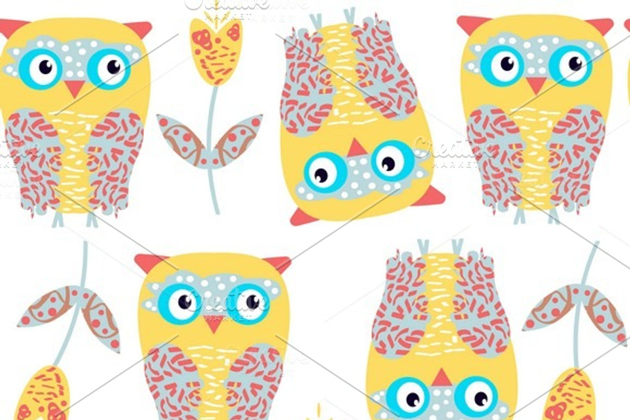 6 vector owls patterns in Patterns - product preview 8