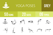 50 Yoga Poses Greyscale Icons