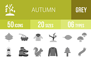 50 Autumn Greyscale Icons