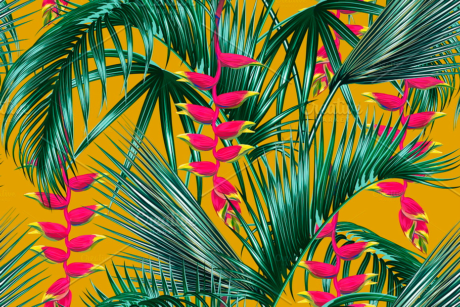 Tropical leaves,flowers pattern in Patterns - product preview 8