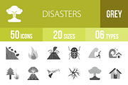 50 Disasters Greyscale Icons