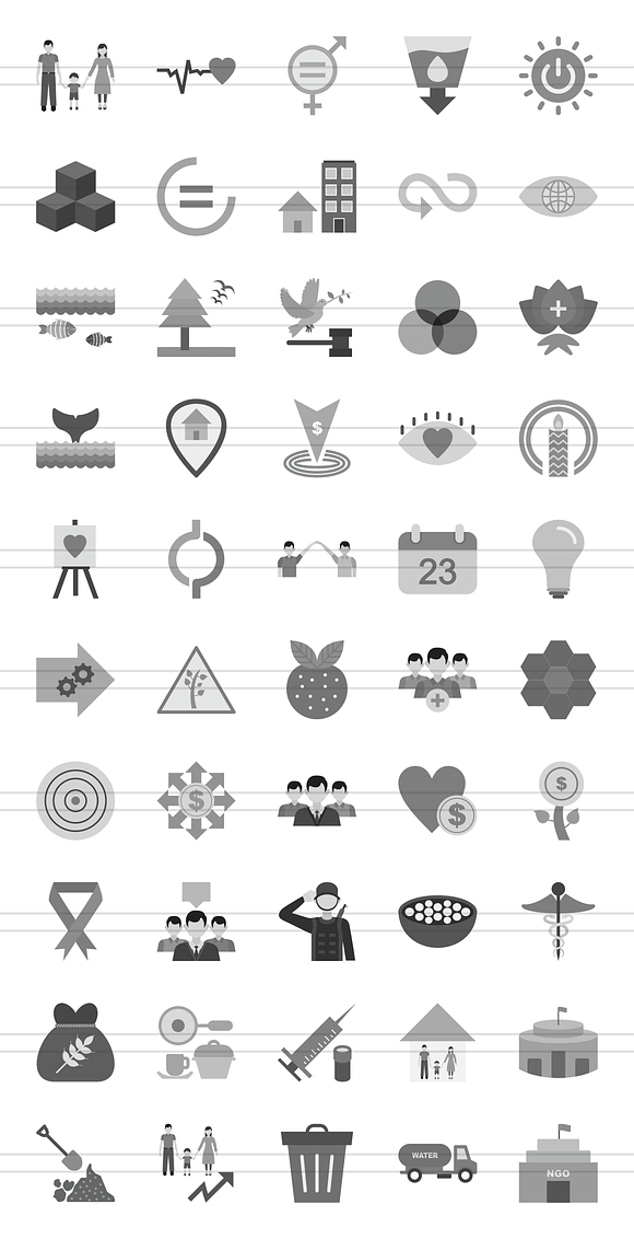 50 Community Greyscale Icons in Graphics - product preview 1