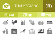 50 Thanksgiving Greyscale Icons