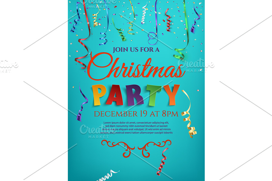 Christmas party poster template in Illustrations - product preview 8