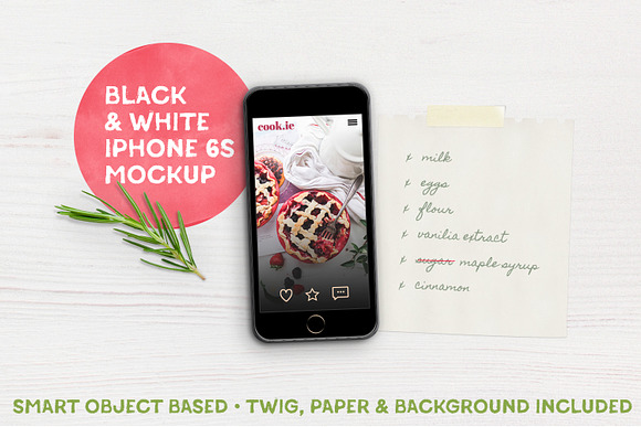 Black & White iPhone 6s™ Mockup in Mobile & Web Mockups - product preview 1
