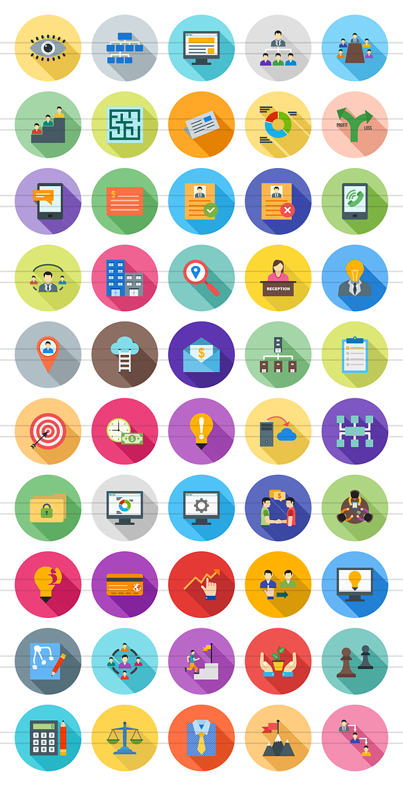 50 Business Flat Shadowed Icons in Icons - product preview 1