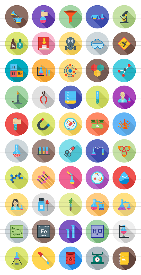 50 Chemistry Flat Shadowed Icons in Graphics - product preview 1